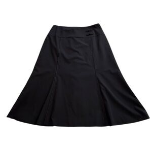 Black Midi Skirt |  Marcona | Back Zip Close Lined With Waist Detail - Size 12